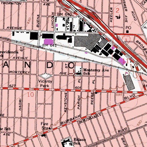Topographic Map of Monterey High School, CA