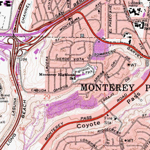 Topographic Map of Monterey Highlands Elementary School, CA