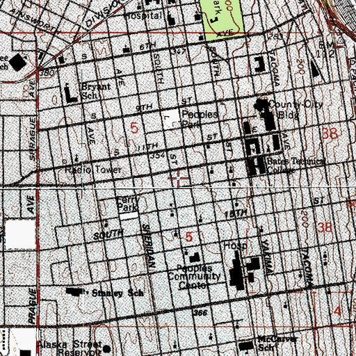 Topographic Map of Allen African Methodist Episcopal Church, WA