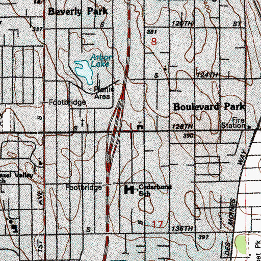 Topographic Map of Atonement Lutheran Church, WA