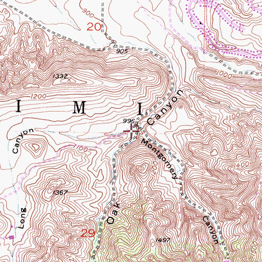 Topographic Map of Montgomery Canyon, CA