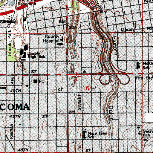Topographic Map of Bethlehem Lutheran Church, WA