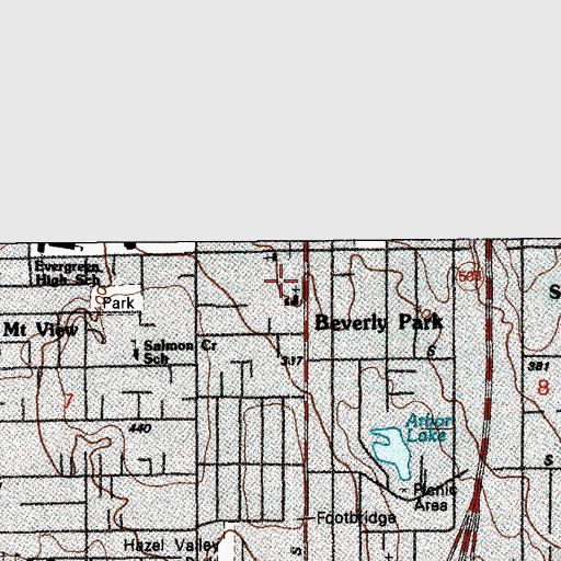 Topographic Map of Beverly Park First Baptist Church, WA
