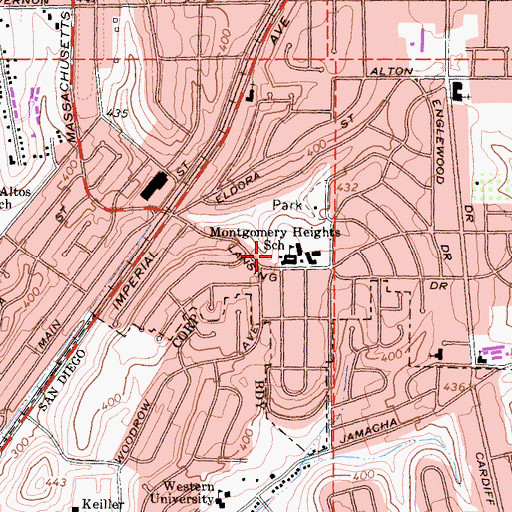 Topographic Map of Montgomery Heights Elementary School, CA