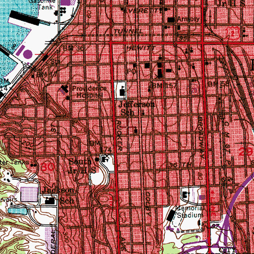 Topographic Map of Calvary Baptist Church, WA
