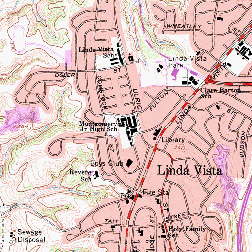 Topographic Map of Montgomery Junior High School, CA