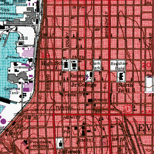Topographic Map of Calvary Lutheran Church, WA