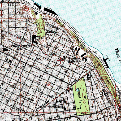 Topographic Map of Central Lutheran Church, WA