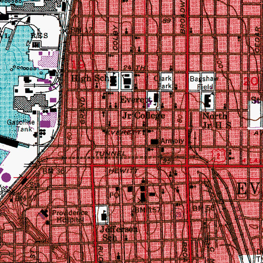 Topographic Map of Central Lutheran Church, WA