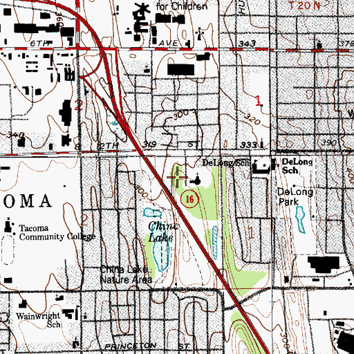 Topographic Map of Central Seventh Day Adventist Church, WA