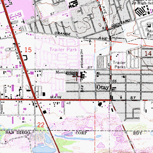 Topographic Map of John J Montgomery Elementary School, CA