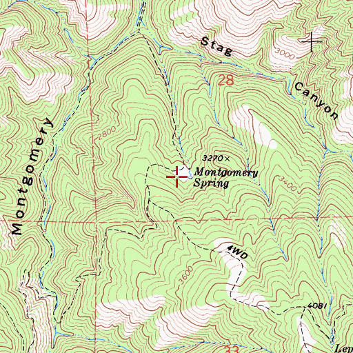 Topographic Map of Montgomery Spring, CA