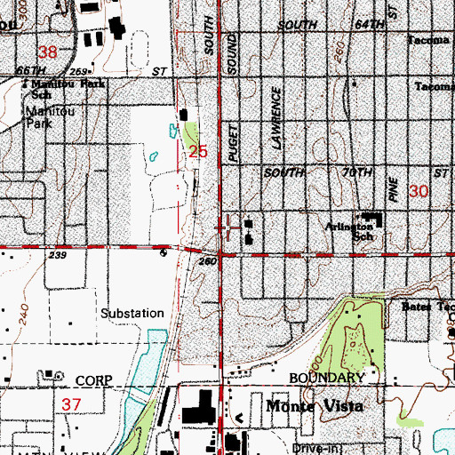 Topographic Map of Cornerstone Fellowship Church, WA
