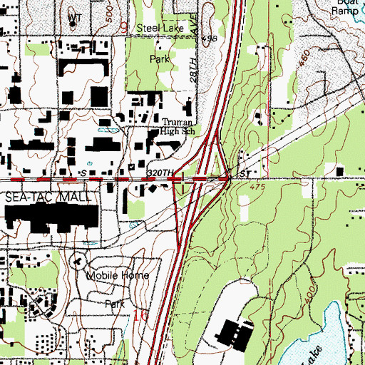 Topographic Map of Interchange 143, WA