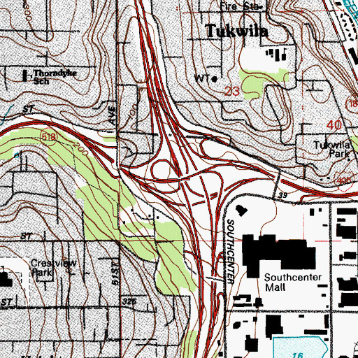 Topographic Map of Interchange 154, WA