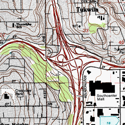 Topographic Map of Interchange 154B, WA