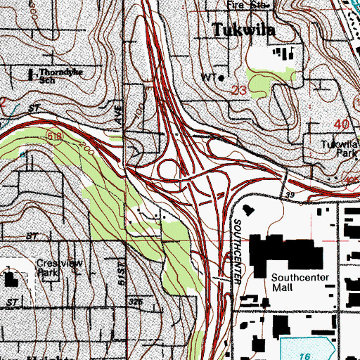Topographic Map of Interchange 154C, WA