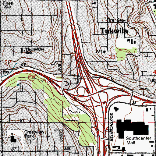 Topographic Map of Interchange 154D, WA