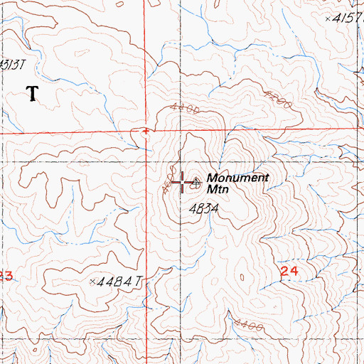 Topographic Map of Monument Mountain, CA