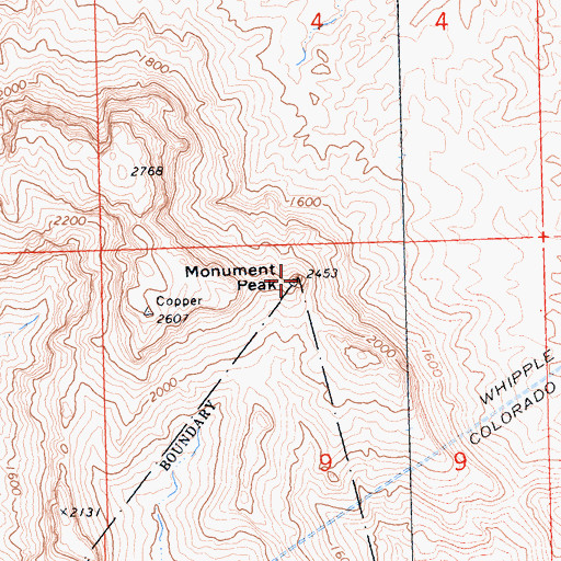Topographic Map of Monument Peak, CA