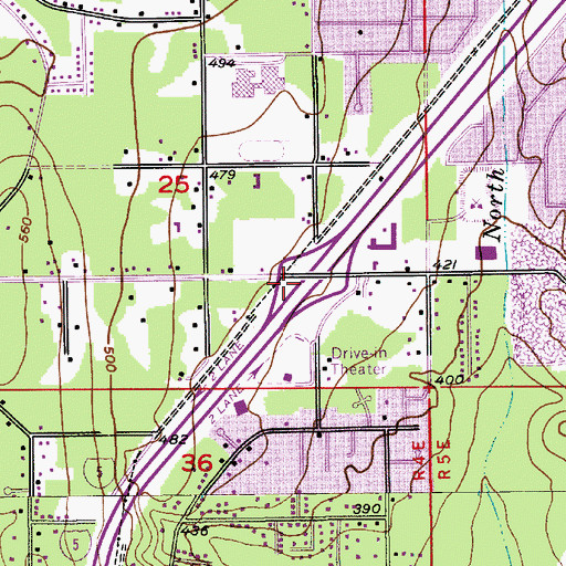 Topographic Map of Interchange 186, WA