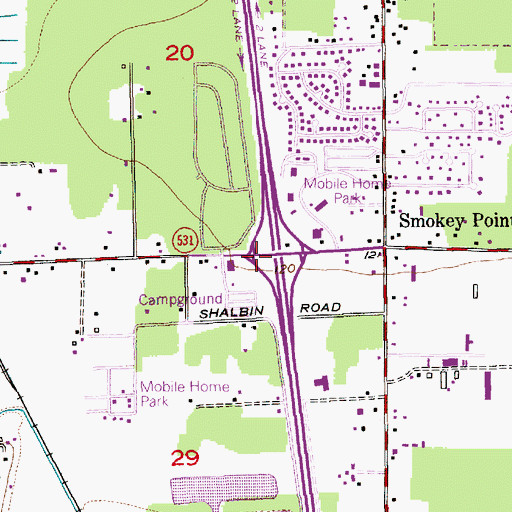 Topographic Map of Interchange 206, WA