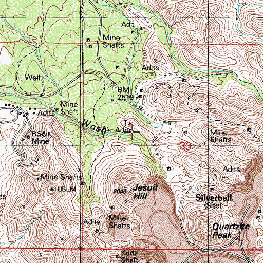 Topographic Map of Silverbell, AZ