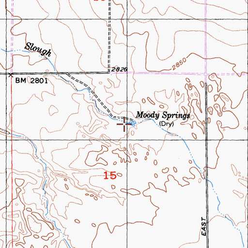 Topographic Map of Moody Springs, CA