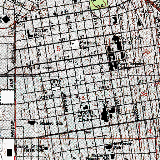 Topographic Map of Greater Love Church of God, WA