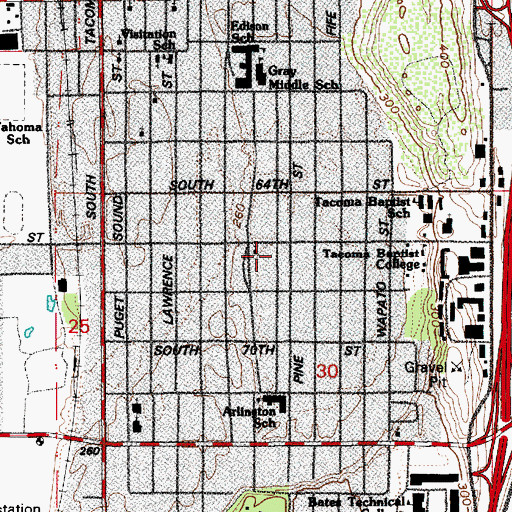 Topographic Map of Green Pastures Presbyterian Church, WA