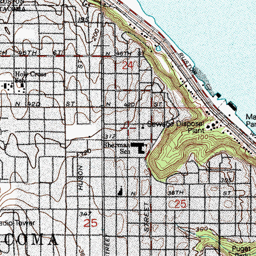 Topographic Map of Harbor Community Baptist Church, WA