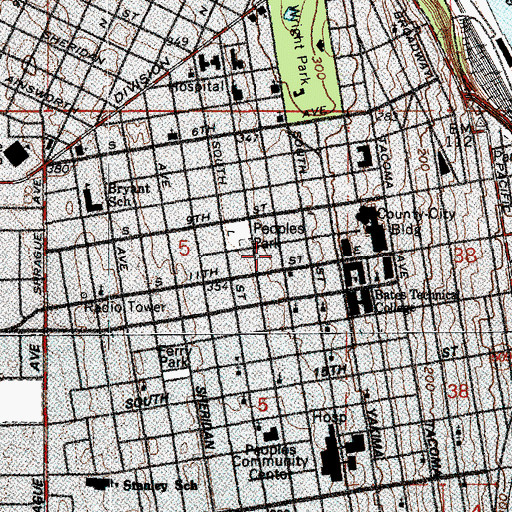 Topographic Map of Hilltop Christian Center, WA