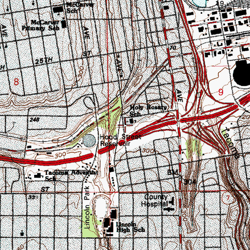 Topographic Map of Holy Rosary Church, WA