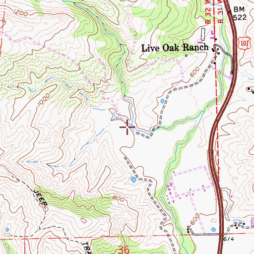 Topographic Map of Moonshine Canyon, CA