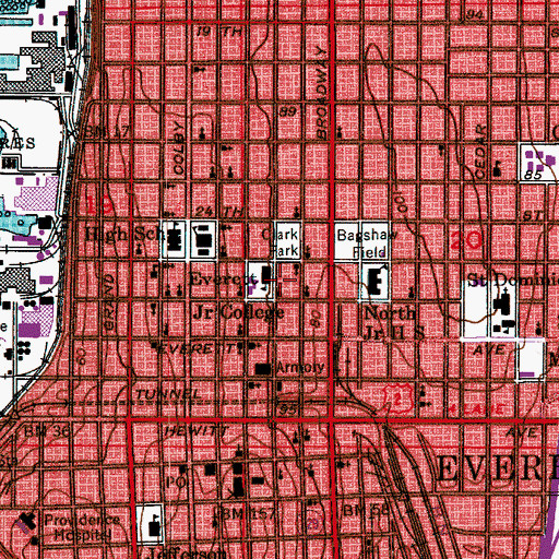 Topographic Map of Immanuel Lutheran Church, WA