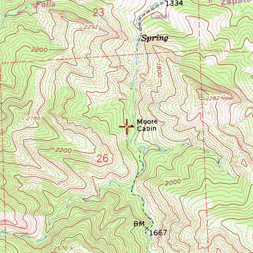 Topographic Map of Moore Cabin, CA