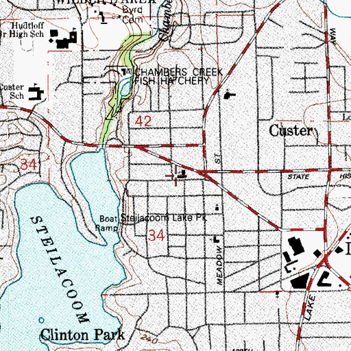 Topographic Map of Lakewood United Methodist Church, WA