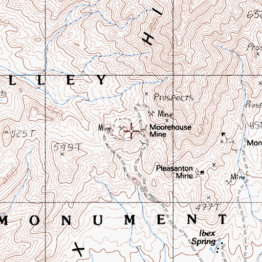 Topographic Map of Moorehouse Mine, CA