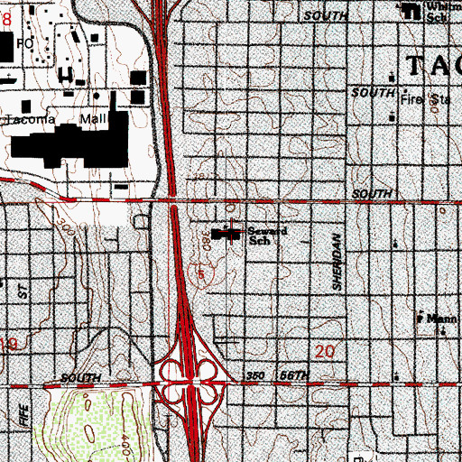 Topographic Map of Liberty Baptist Church, WA