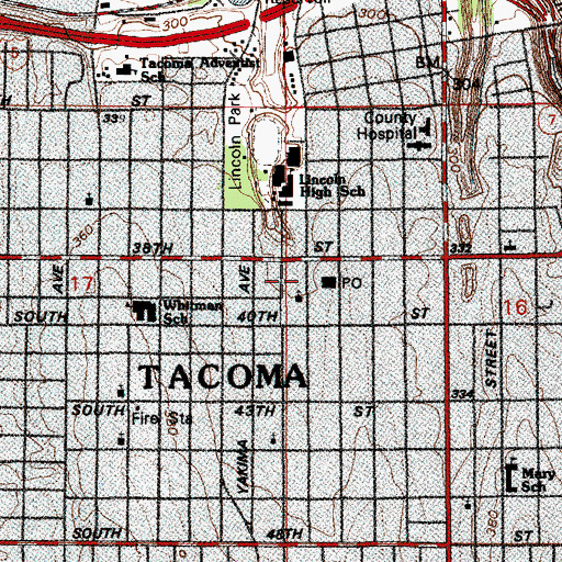 Topographic Map of Lincoln Park Christian Church, WA
