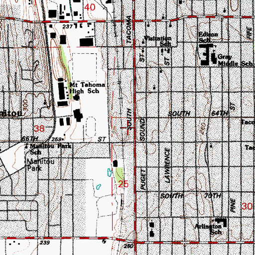 Topographic Map of Living Word Christian Church, WA