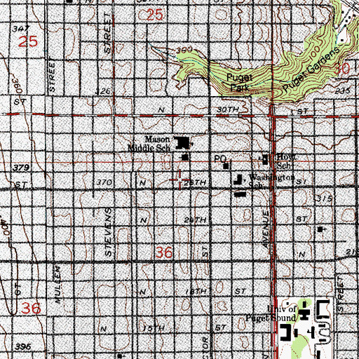 Topographic Map of Manitou Park Church of Christ, WA