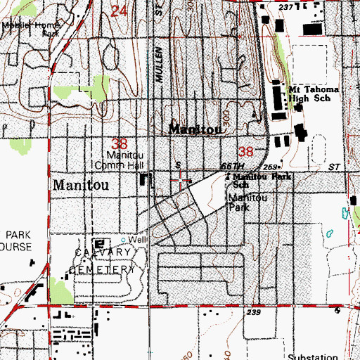 Topographic Map of Manitou Park United Presbryterian Church, WA