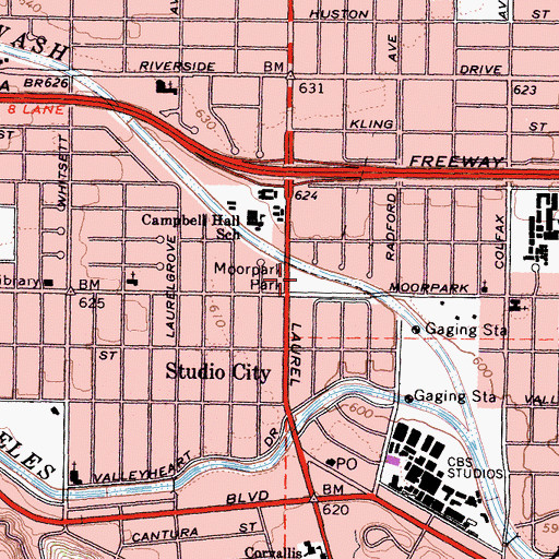 Topographic Map of Moorpark Park, CA