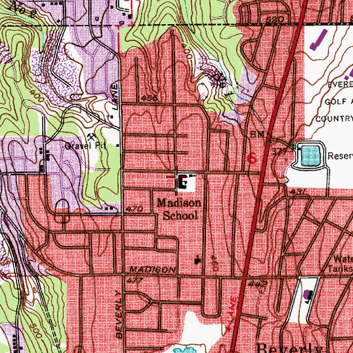 Topographic Map of Memorial Community Church, WA