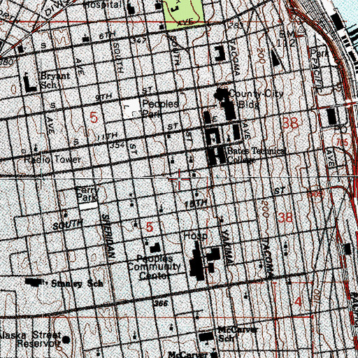Topographic Map of Mount Calvary Baptist Church, WA
