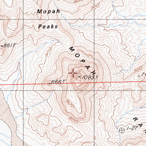 Topographic Map of Mopah Peaks, CA