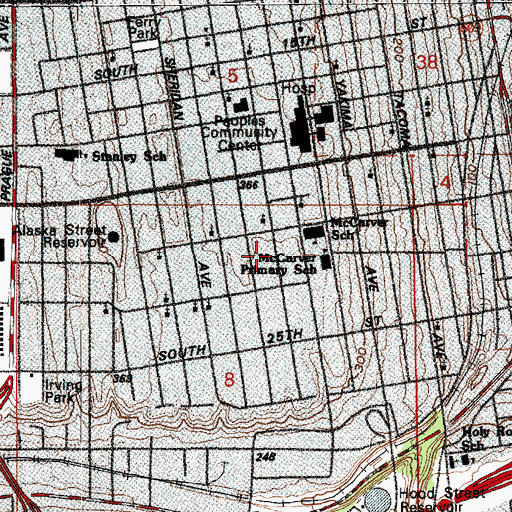 Topographic Map of New Covenant Pentecostal Church, WA