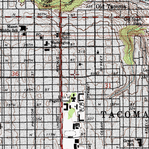 Topographic Map of Peace Assembly Church, WA