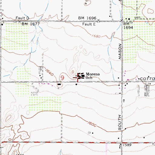 Topographic Map of Moreno Elementary School, CA